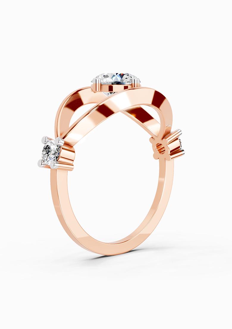14Kt Rose Gold Lab Grown Diamond 0.16 Carat Round Evil Eye Solitaire Ring for Women