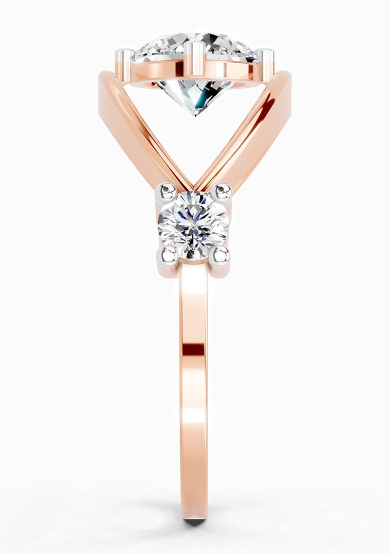 14Kt Rose Gold Lab Grown Diamond 0.16 Carat Round Evil Eye Solitaire Ring for Women