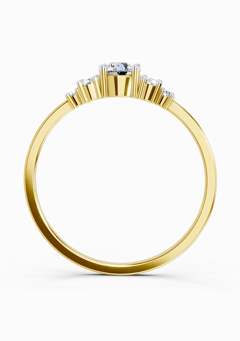 14Kt Yellow Gold Lab Grown Diamond 0.38 Carat Round Shape Diamond Cluster Ring