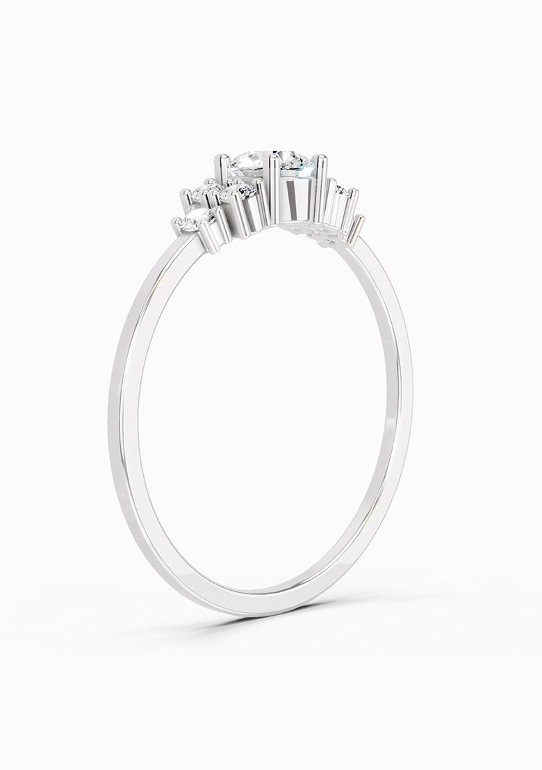 14Kt White Gold Lab Grown Diamond 0.38 Carat Round Shape Diamond Cluster Ring