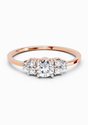 14Kt Rose Gold Lab Grown Diamond 0.38 Carat Round Shape Diamond Cluster Ring
