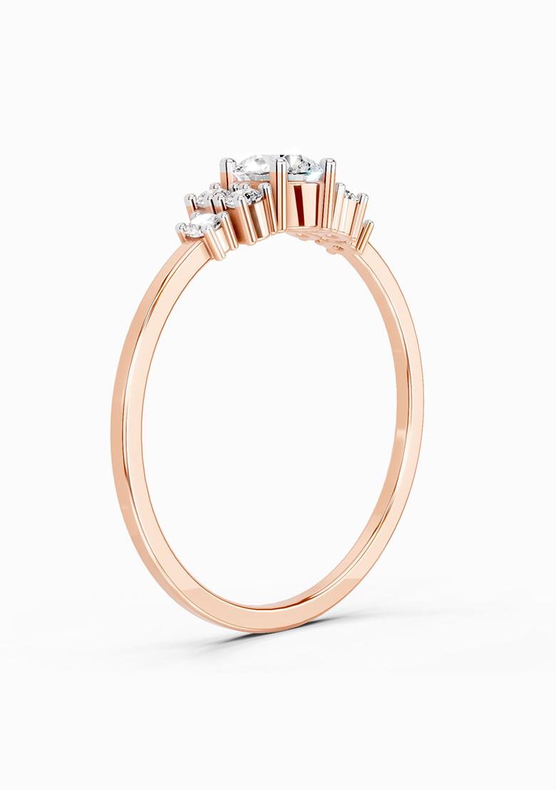 14Kt Rose Gold Lab Grown Diamond 0.38 Carat Round Shape Diamond Cluster Ring