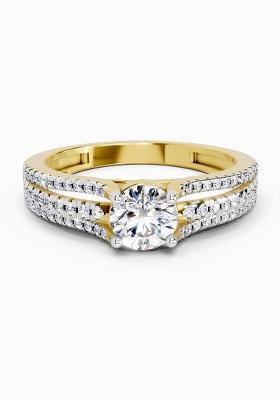 14Kt Yellow Gold Lab Grown Diamond 1.15 Carat Round Split Shank Ring for Women