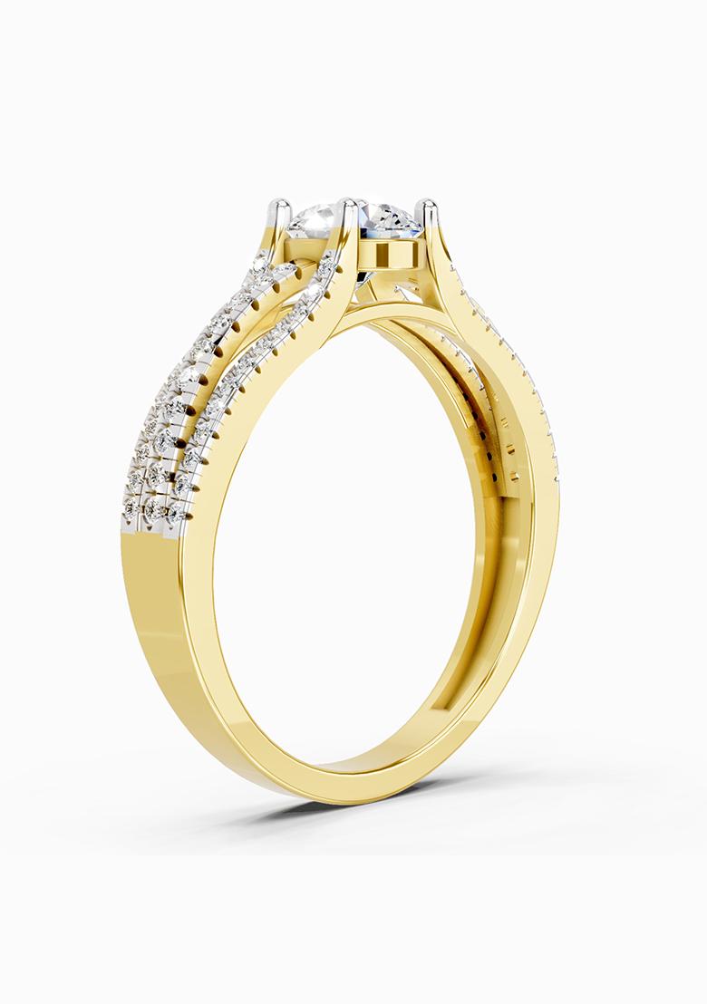 14Kt Yellow Gold Lab Grown Diamond 1.15 Carat Round Split Shank Ring for Women