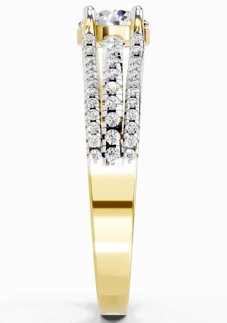 14Kt Yellow Gold Lab Grown Diamond 1.15 Carat Round Split Shank Ring for Women