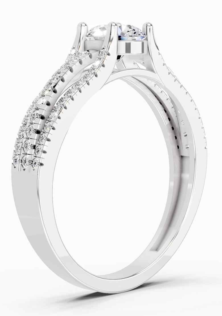 14Kt White Gold Lab Grown Diamond 1.15 Carat Round Split Shank Ring for Women