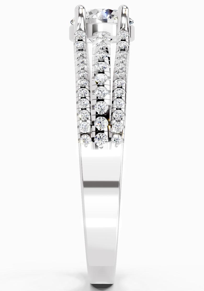 14Kt White Gold Lab Grown Diamond 1.15 Carat Round Split Shank Ring for Women