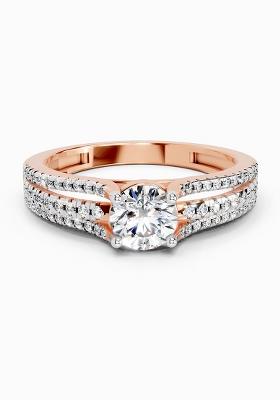 14Kt Rose Gold Lab Grown Diamond 1.15 Carat Round Split Shank Ring for Women