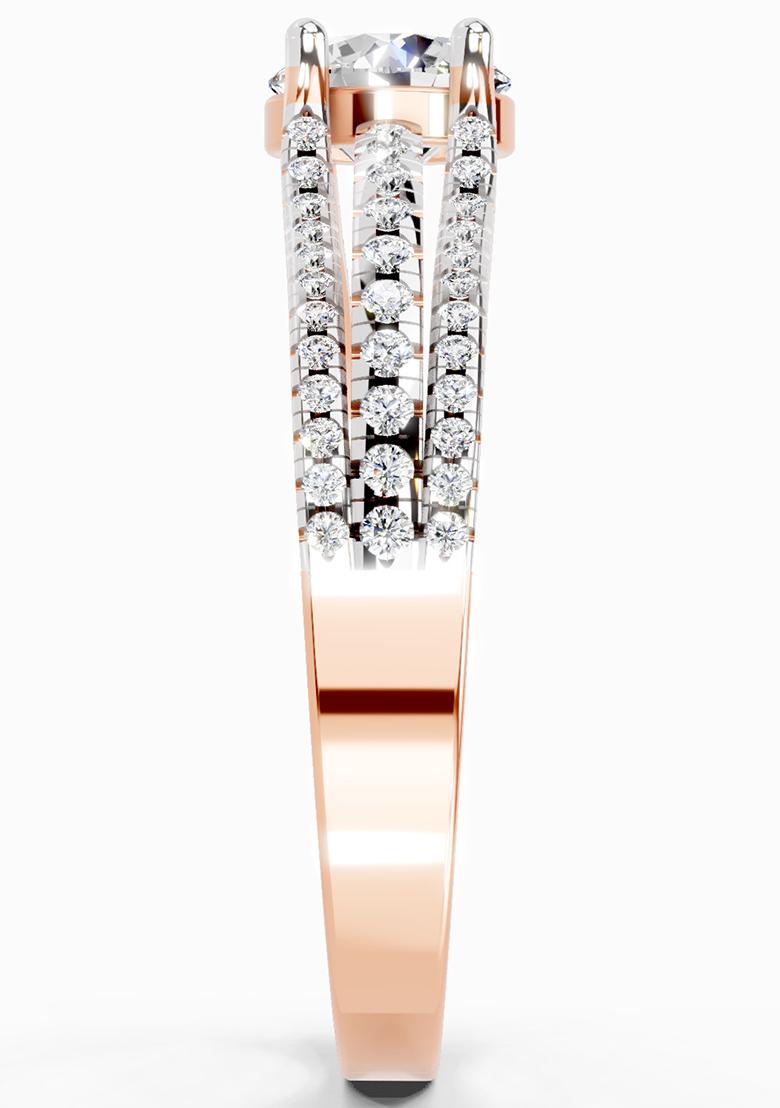 14Kt Rose Gold Lab Grown Diamond 1.15 Carat Round Split Shank Ring for Women