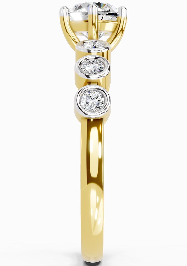 14Kt Yellow Gold Lab Grown Diamond 1.09 Carat Round Bezel Set Band Ring for Women