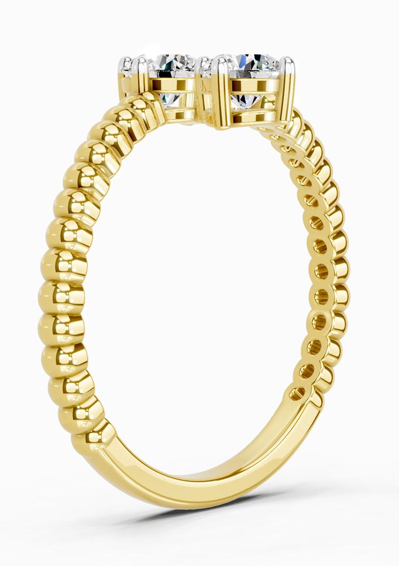 14Kt Yellow Gold Lab Grown Diamond 0.60 Carat Bypass Diamond Ring for Women