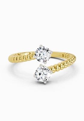 14Kt Yellow Gold Lab Grown Diamond 0.60 Carat Bypass Diamond Ring for Women