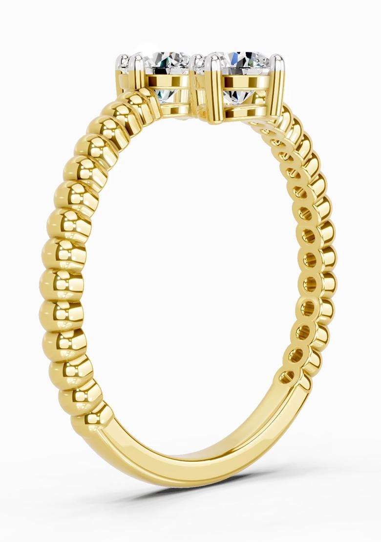 14Kt Yellow Gold Lab Grown Diamond 0.60 Carat Bypass Diamond Ring for Women