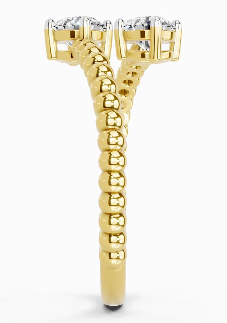 14Kt Yellow Gold Lab Grown Diamond 0.60 Carat Bypass Diamond Ring for Women