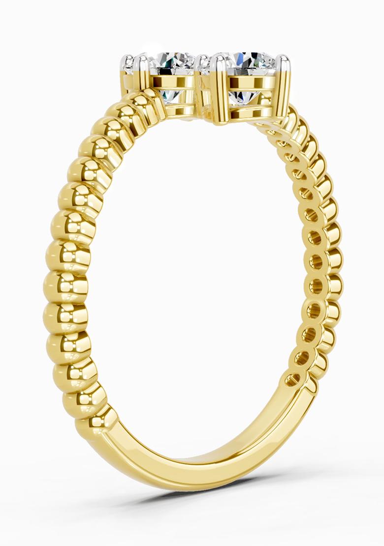 14Kt Yellow Gold Lab Grown Diamond 0.60 Carat Bypass Diamond Ring for Women