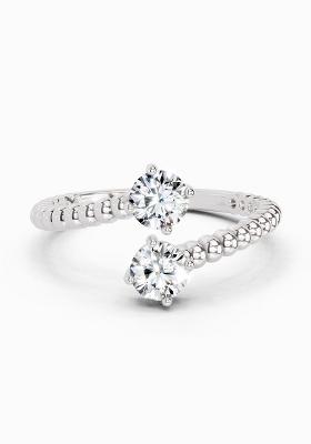 14Kt White Gold Lab Grown Diamond 0.60 Carat Bypass Diamond Ring for Women