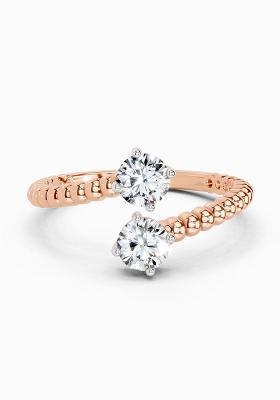 14Kt Rose Gold Lab Grown Diamond 0.60 Carat Bypass Diamond Ring for Women