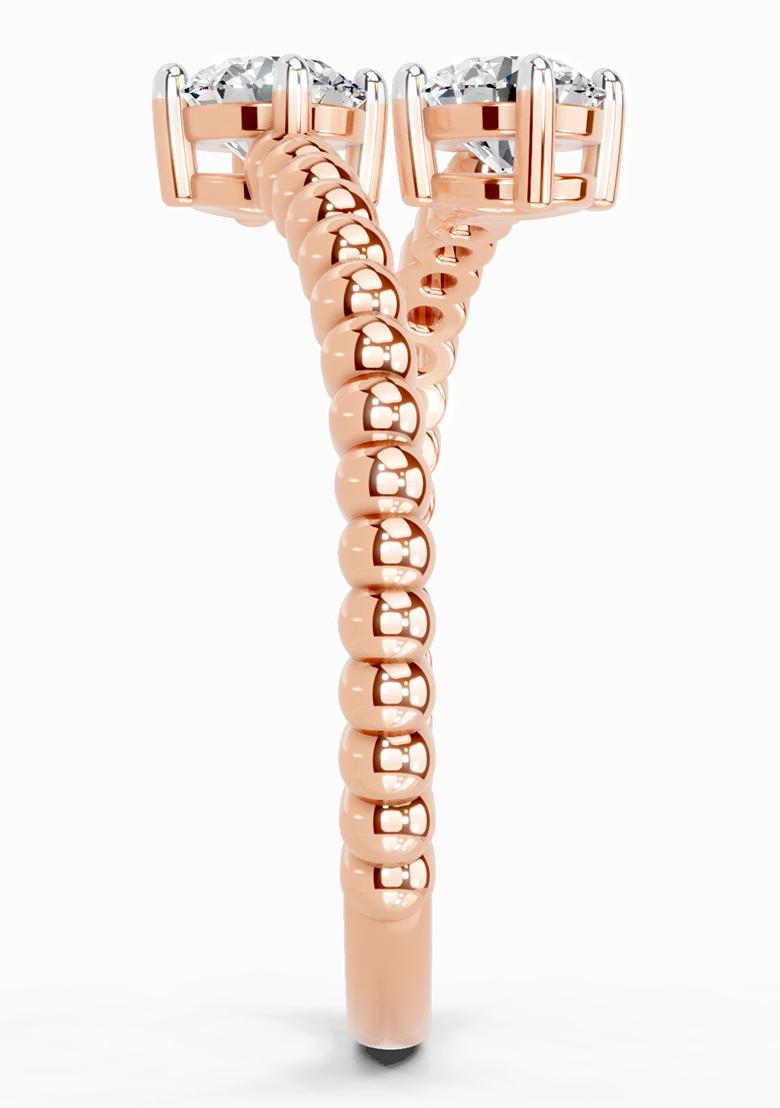 14Kt Rose Gold Lab Grown Diamond 0.60 Carat Bypass Diamond Ring for Women