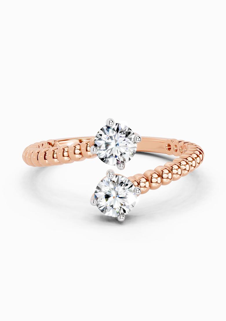14Kt Rose Gold Lab Grown Diamond 0.60 Carat Bypass Diamond Ring for Women
