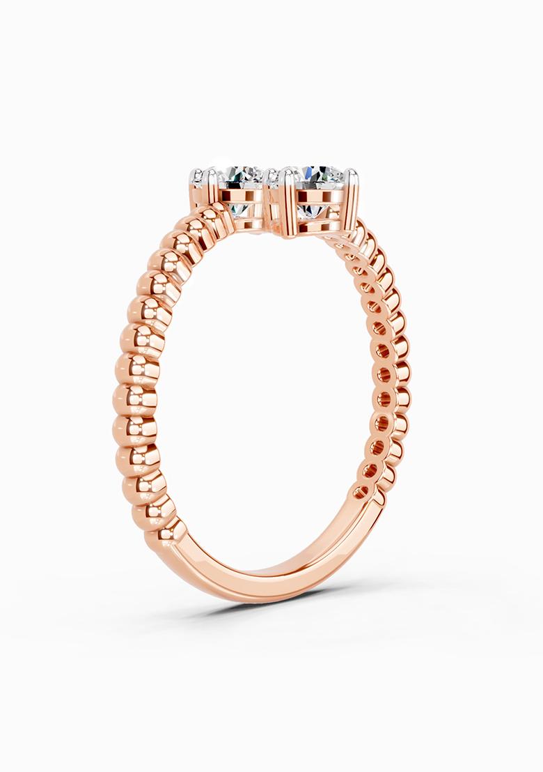 14Kt Rose Gold Lab Grown Diamond 0.60 Carat Bypass Diamond Ring for Women