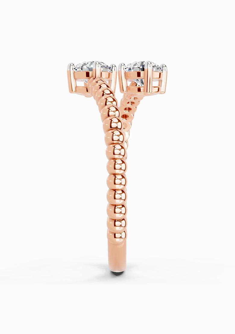 14Kt Rose Gold Lab Grown Diamond 0.60 Carat Bypass Diamond Ring for Women