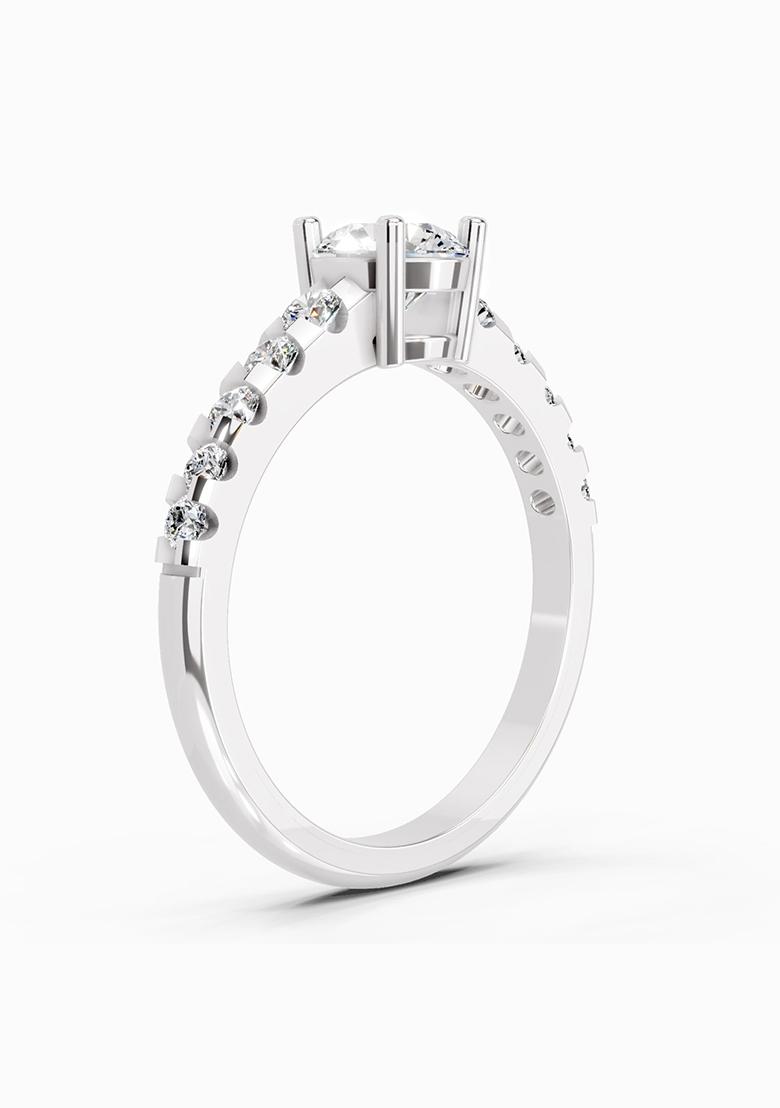 14Kt White Gold Lab Grown Diamond 1.12 Carat Solitaire Diamond Ring for Women