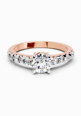 14Kt Rose Gold Lab Grown Diamond 1.12 Carat Solitaire Diamond Ring for Women