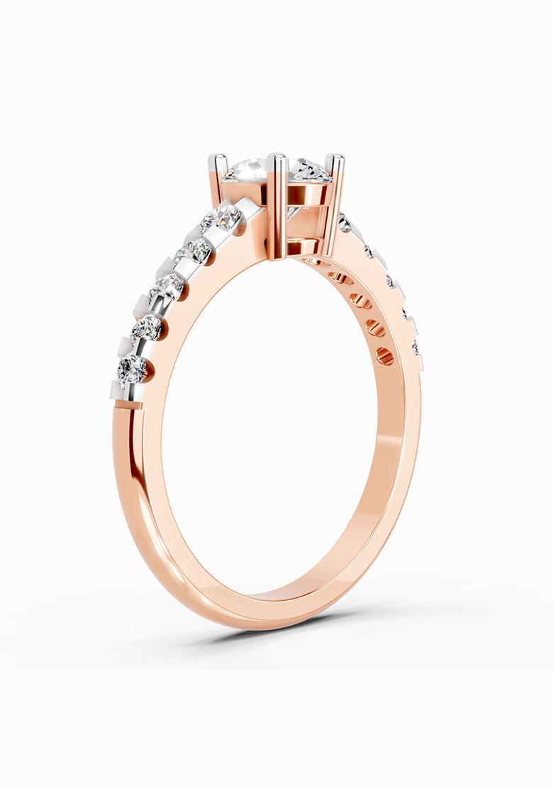 14Kt Rose Gold Lab Grown Diamond 1.12 Carat Solitaire Diamond Ring for Women