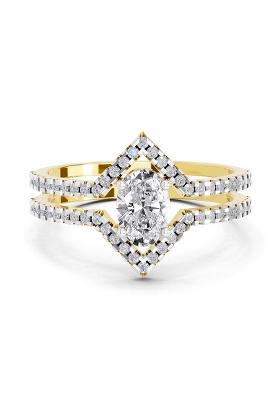 14Kt Yellow Gold Lab Grown Diamond 0.65 Carat Oval Shape Diamond Ring for Women