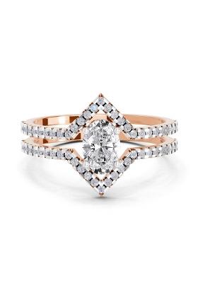 14Kt Rose Gold Lab Grown Diamond 0.65 Carat Oval Shape Diamond Ring for Women