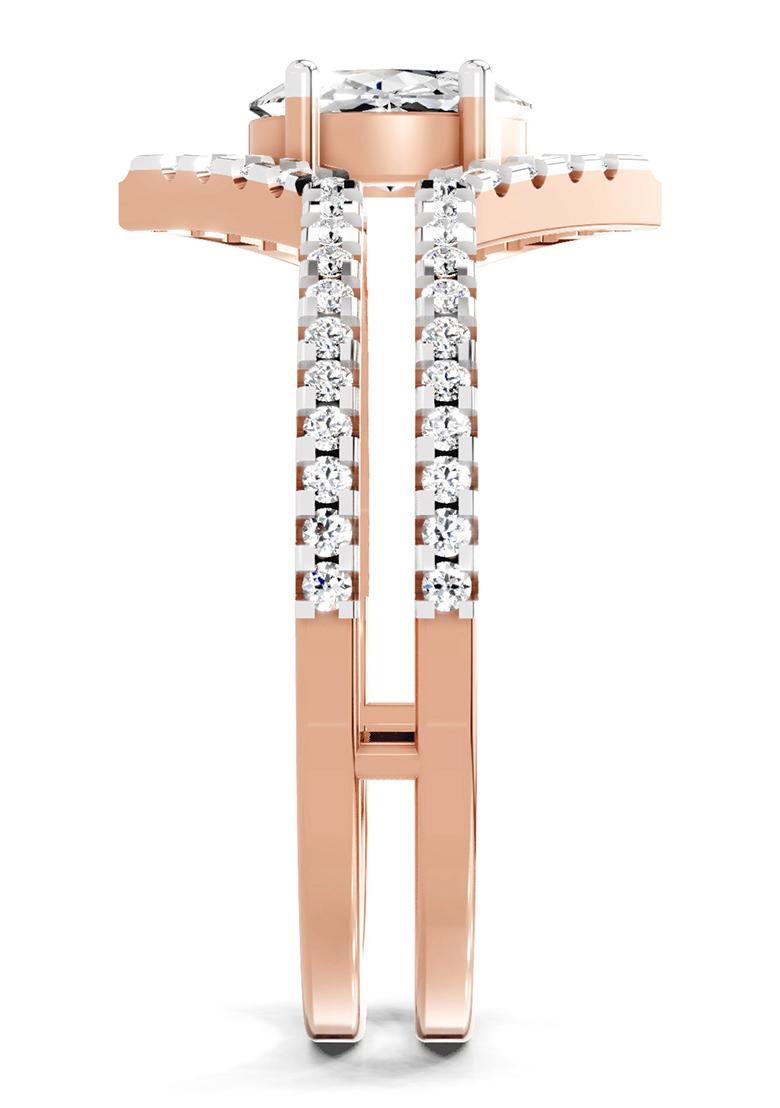 14Kt Rose Gold Lab Grown Diamond 0.65 Carat Oval Shape Diamond Ring for Women