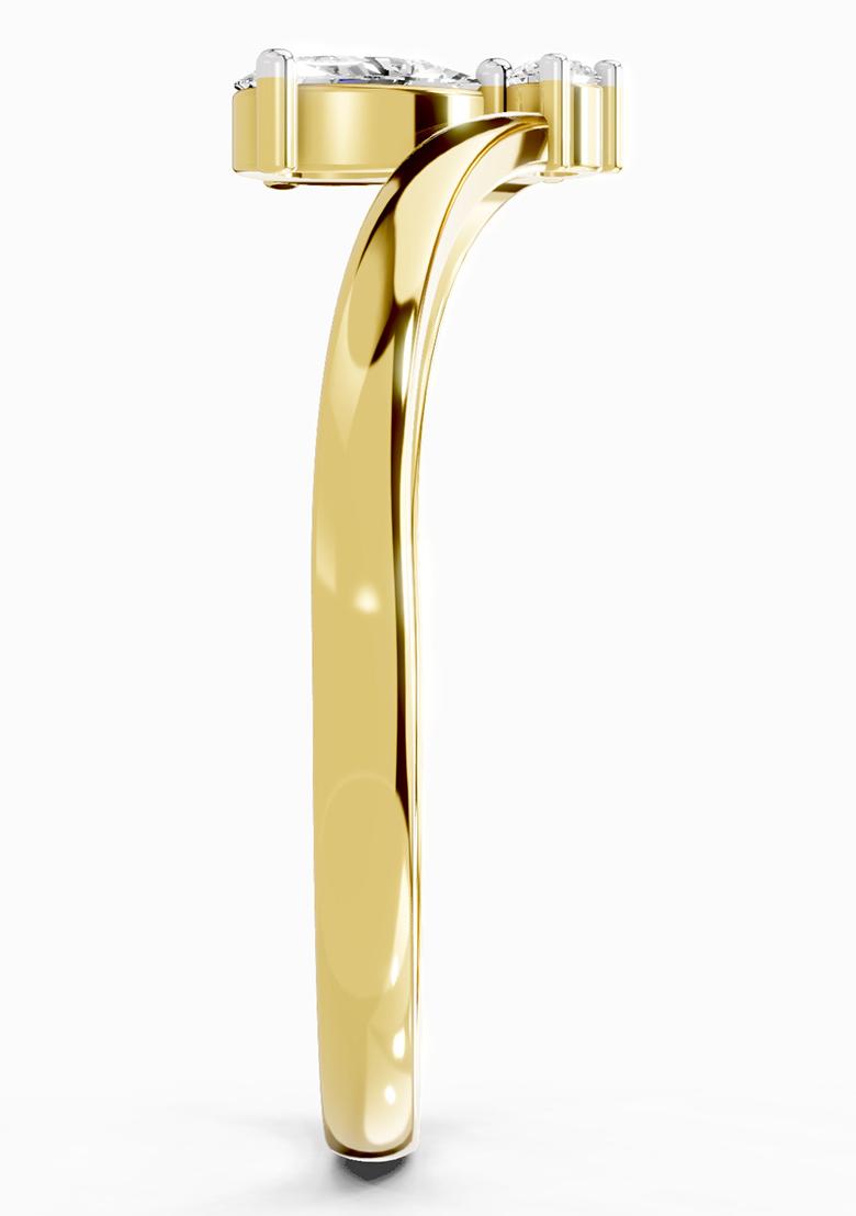 14Kt Yellow Gold Lab Grown Diamond 0.23 Carat Pear Shape Diamond Ring for Women