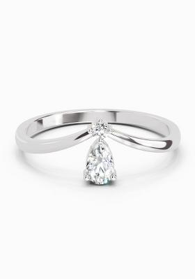 14Kt White Gold Lab Grown Diamond 0.23 Carat Pear Shape Diamond Ring for Women