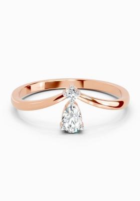 14Kt Rose Gold Lab Grown Diamond 0.23 Carat Pear Shape Diamond Ring for Women