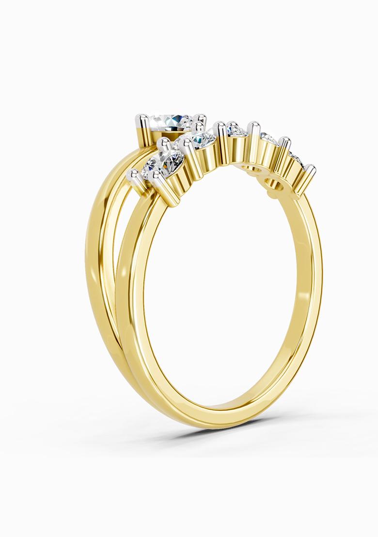 14Kt Yellow Gold Lab Grown Diamond 1.01 Carat Round Shape Diamond Engagement Ring