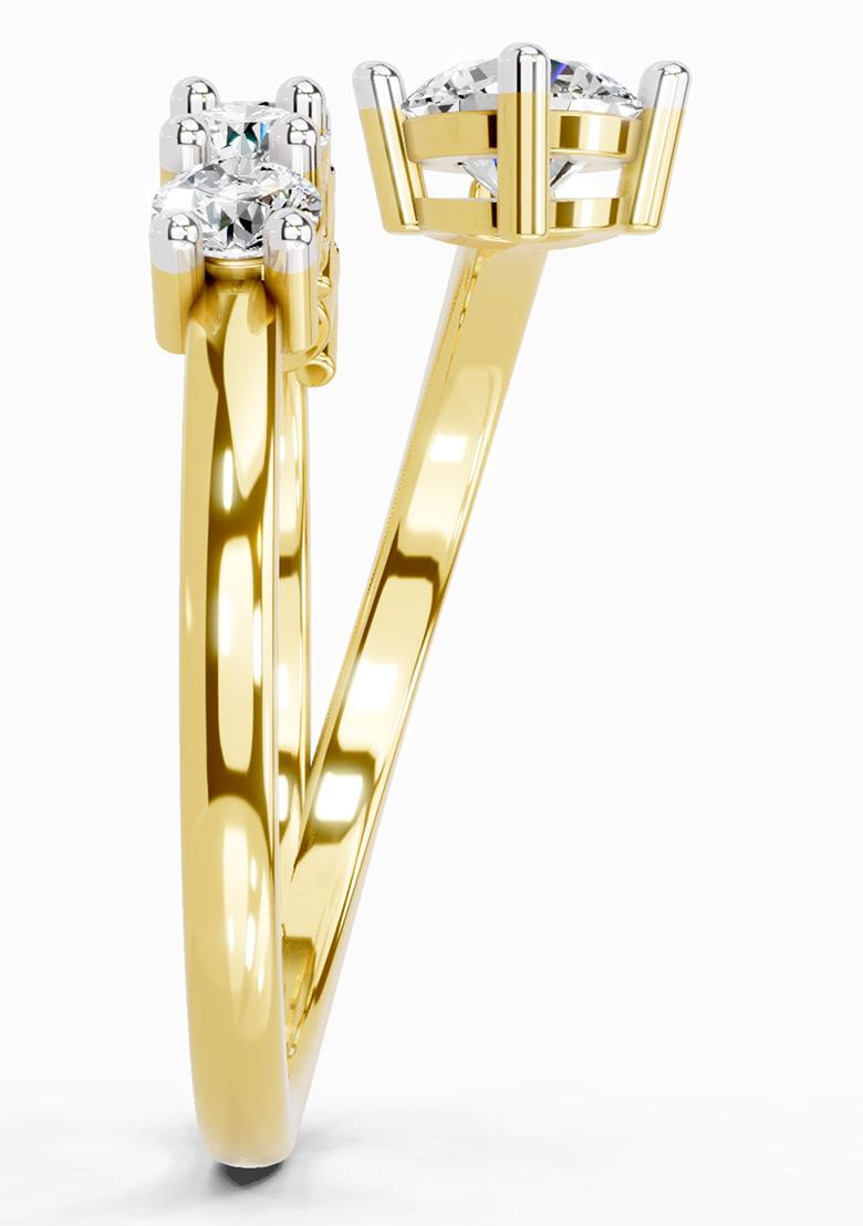 14Kt Yellow Gold Lab Grown Diamond 1.01 Carat Round Shape Diamond Engagement Ring