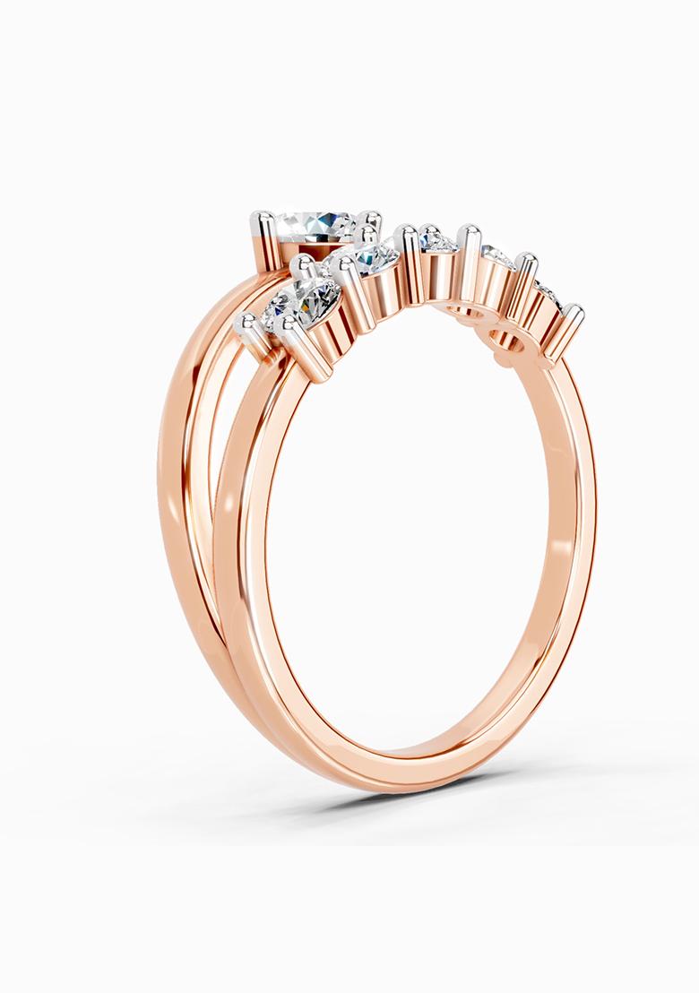 14Kt Rose Gold Lab Grown Diamond 1.01 Carat Round Shape Diamond Engagement Ring