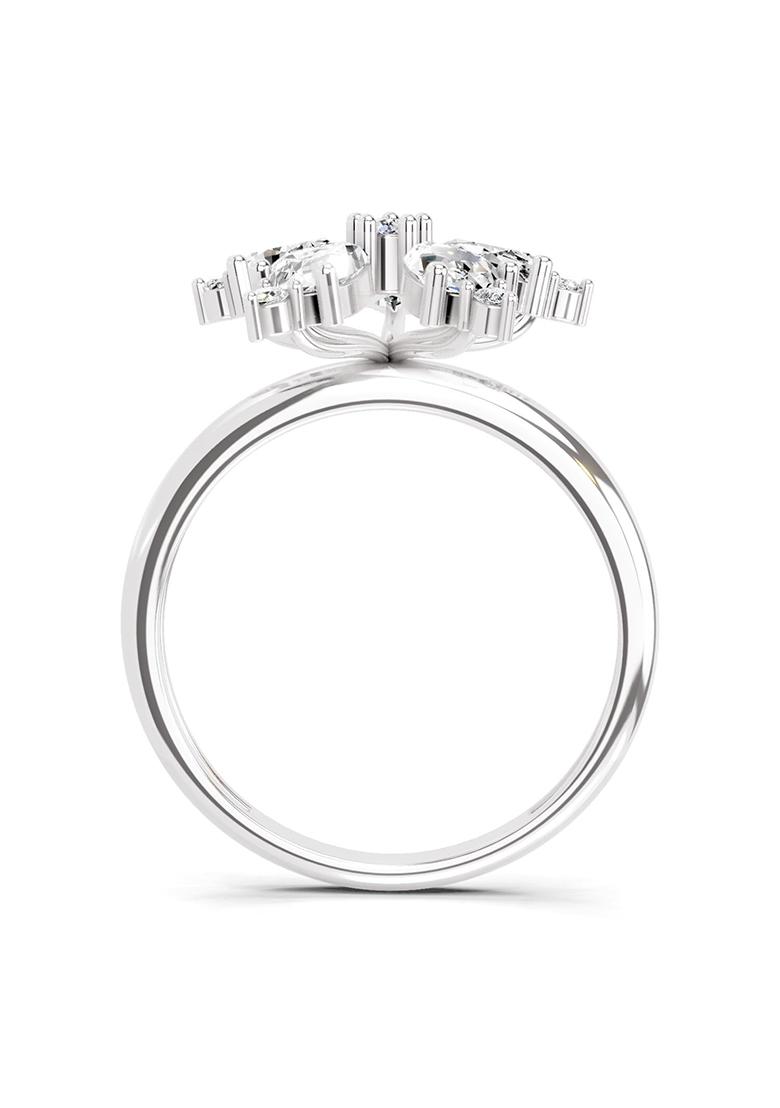 14Kt White Gold Lab Grown Diamond 1.61 Carat Pear Shape Floral Diamond Ring for Women