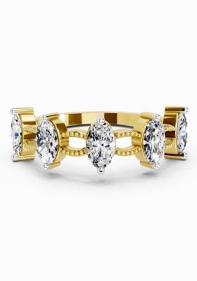 14Kt Yellow Gold Lab Grown Diamond 1.10 Carat Oval Shape Diamond Band Ring for Women