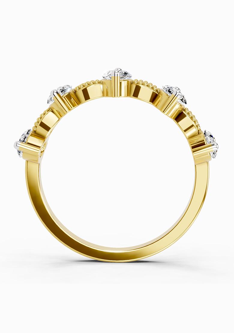 14Kt Yellow Gold Lab Grown Diamond 1.10 Carat Oval Shape Diamond Band Ring for Women