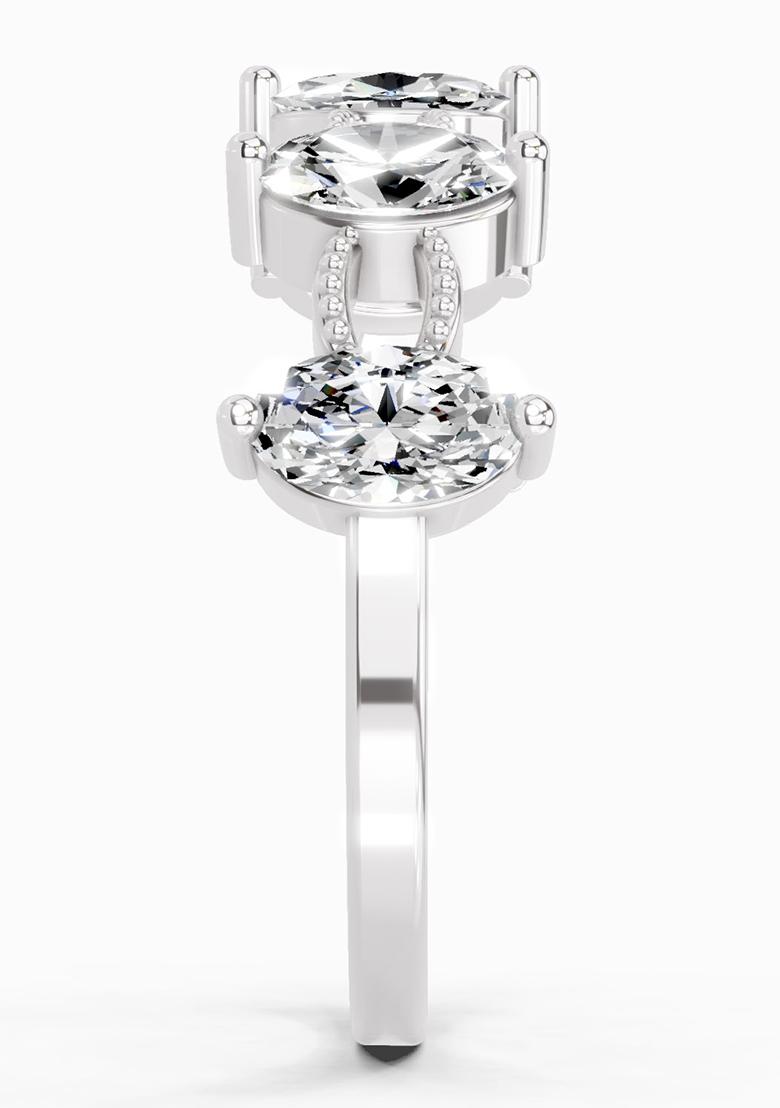 14Kt White Gold Lab Grown Diamond 1.10 Carat Oval Shape Diamond Band Ring for Women