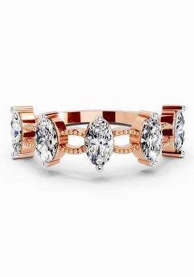 14Kt Rose Gold Lab Grown Diamond 1.10 Carat Oval Shape Diamond Band Ring for Women