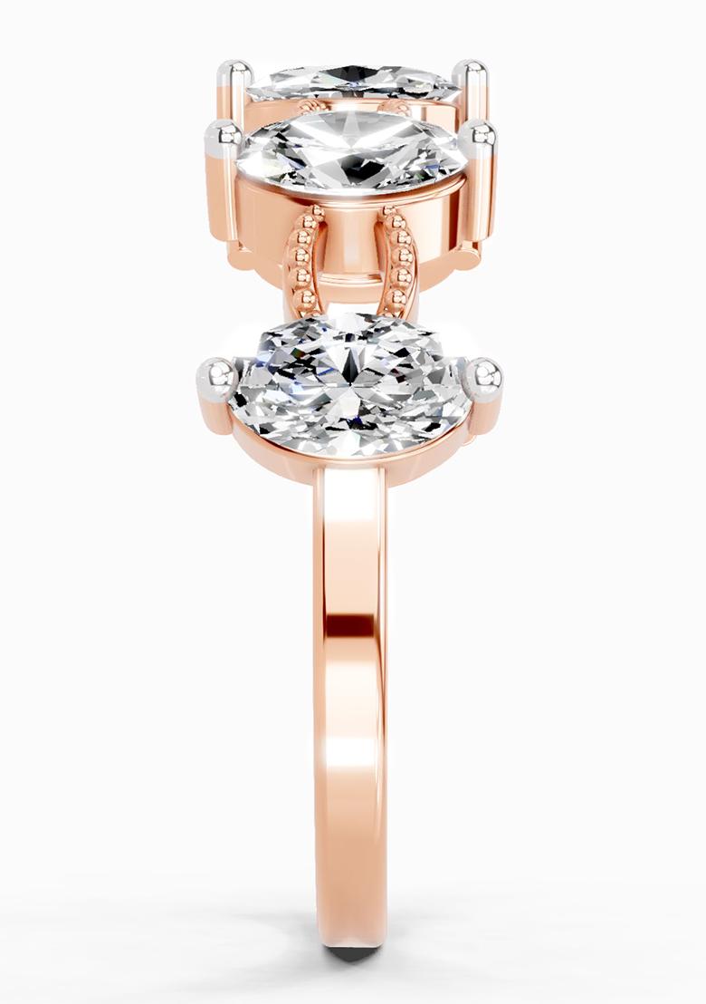 14Kt Rose Gold Lab Grown Diamond 1.10 Carat Oval Shape Diamond Band Ring for Women