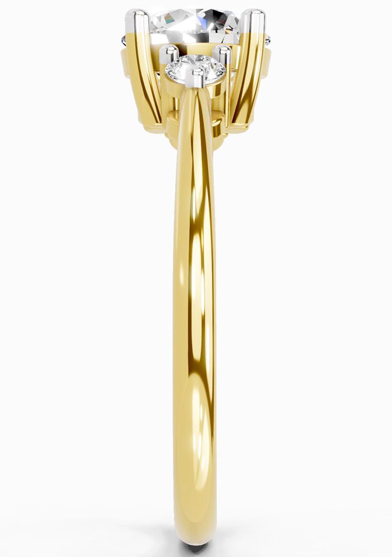 14Kt Yellow Gold Lab Grown Diamond 1.05 Carat Round 3 Stone Diamond Ring for Women