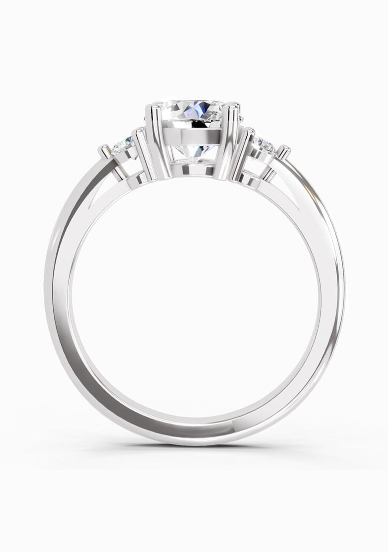 14Kt White Gold Lab Grown Diamond 1.05 Carat Round 3 Stone Diamond Ring for Women