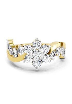 14Kt Yellow Gold Lab Grown Diamond 1.41 Carat Round Shape Cluster Diamond Ring