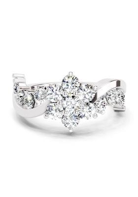 14Kt White Gold Lab Grown Diamond 1.41 Carat Round Shape Cluster Diamond Ring