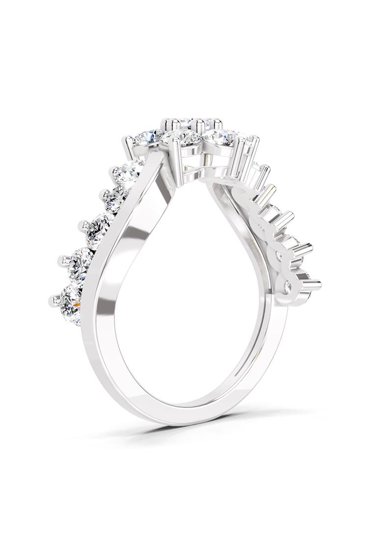 14Kt White Gold Lab Grown Diamond 1.41 Carat Round Shape Cluster Diamond Ring