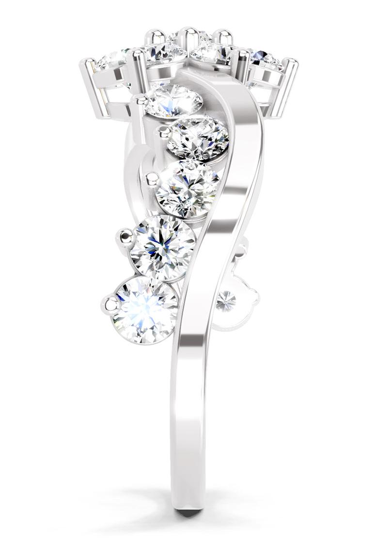 14Kt White Gold Lab Grown Diamond 1.41 Carat Round Shape Cluster Diamond Ring