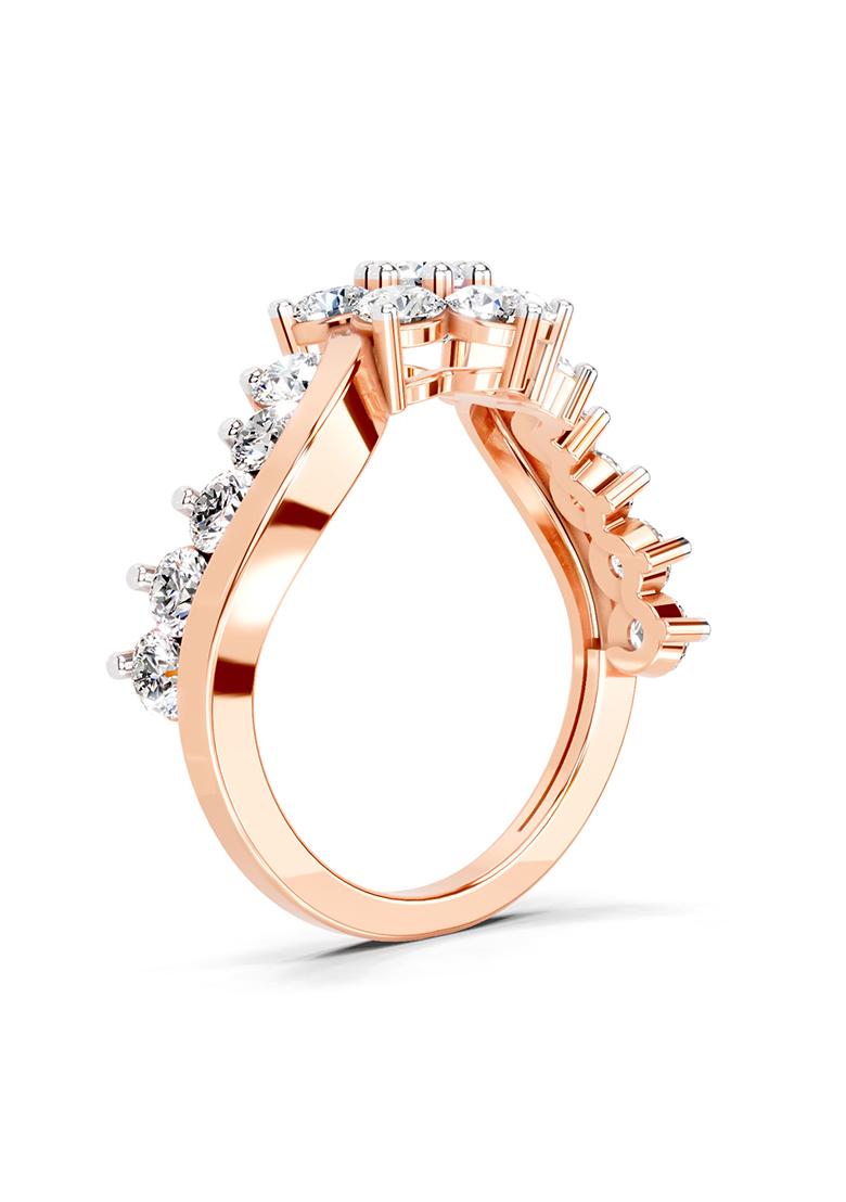 14Kt Rose Gold Lab Grown Diamond 1.41 Carat Round Shape Cluster Diamond Ring
